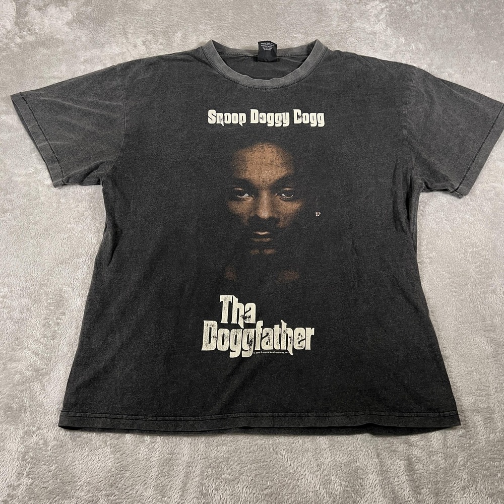 Vintage‎ Snoop Doggy Dogg Shirt Mens XL Black Tha Doggfather Rap Made USA 90s